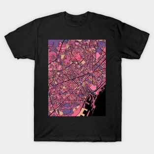 Barcelona Map Pattern in Purple & Pink T-Shirt